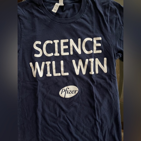 Lot of 2 Pfizer short sleeve tee shirts, both fit like Sz XS, 100% Cotton - Picture 2 of 4